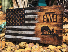 Load image into Gallery viewer, Rustic Praying Cowboy American Flag, Western Wood Wall Art