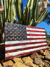 Load image into Gallery viewer, Rustic Cedar American Flag, Distressed Wood Wall Art