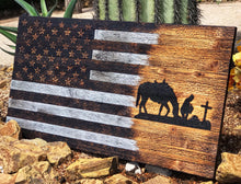 Load image into Gallery viewer, Rustic Praying Cowboy American Flag, Western Wood Wall Art