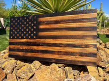 Load image into Gallery viewer, Rustic Charred Wooden American Flag, Personalized USA Wall Art