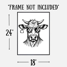 Load image into Gallery viewer, Funny Cow Sunglasses Poster, Humorous Farmhouse Wall Art