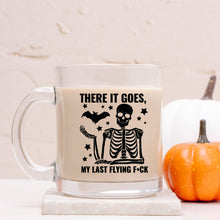 Load image into Gallery viewer, Funny Skeleton Glass Coffee Mug, Sarcastic Halloween Gift, 10oz