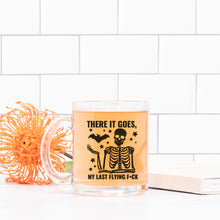 Load image into Gallery viewer, Funny Skeleton Glass Coffee Mug, Sarcastic Halloween Gift, 10oz