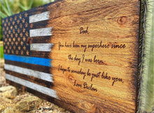 Load image into Gallery viewer, Custom Thin Blue Line Wooden Flag, Personalized Police Officer Gift