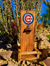 Load image into Gallery viewer, Chicago Cubs Wooden Bottle Opener, MLB Wall Decor, Baseball Fan Gift