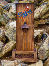 Load image into Gallery viewer, Los Angeles Dodgers Wooden Bottle Opener, MLB Wall Mount, Baseball Fan Gift, Sports Bar Decor