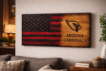 Load image into Gallery viewer, Arizona Cardinals Wooden Flag, Burnt Rustic NFL Decor