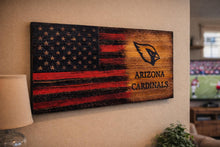 Load image into Gallery viewer, Arizona Cardinals Wooden Flag, Burnt Rustic NFL Decor