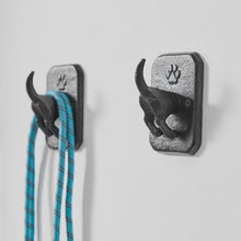 Load image into Gallery viewer, Cast Iron Dog Tail Wall Hook | Rustic Dog Leash Holder | Farmhouse Pet Wall Hook | Black Iron Dog Decor Hook for Entryway & Home