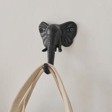 Load image into Gallery viewer, Cast Iron Elephant Wall Hook | Boho Animal Decor Hook | Elephant Trunk Coat Hook | Rustic Towel Hanger for Keys, Bags & Leashes | Wall Decor