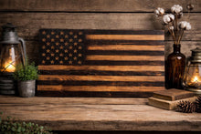 Load image into Gallery viewer, Rustic Charred Wooden American Flag, Personalized USA Wall Art
