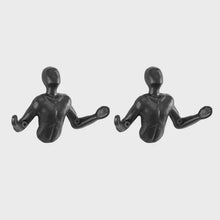 Load image into Gallery viewer, Cast Iron Figure Wall Hook | Modern Sculptural Coat Hook | Black Iron Wall Mount Hook | Artistic Wall Hook for Entryway, Bathroom & Decor