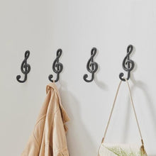 Load image into Gallery viewer, Cast Iron Treble Clef Wall Hook | Musical Note Decorative Hook | Boho Rustic Coat & Towel Hanger | Music Lover Wall Decor | Entryway Hook