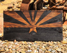 Load image into Gallery viewer, Arizona State Wooden Flag Wall Art | Rustic Burnt Wood Flag | Handmade Patriotic Home Decor | Custom Gift for Veterans &amp; Arizona Homes
