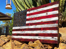 Load image into Gallery viewer, Rustic Cedar American Flag, Distressed Wood Wall Art
