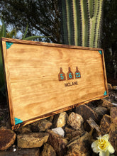 Load image into Gallery viewer, Personalized Wooden Wedding Guest Book | Rustic Burnt Wood Guest Book Alternative | Custom Wedding Sign Keepsake | Cow Tag Sign
