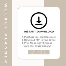Load image into Gallery viewer, Printable Weekly Planner, To-Do List (Digital Download)
