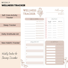 Load image into Gallery viewer, Weekly Wellness Tracker Printable, Self-Care, Gratitude (PDF)
