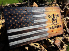 Load image into Gallery viewer, Las Vegas Raiders Wooden Flag, Rustic American Flag Wall Art
