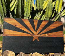 Load image into Gallery viewer, Arizona State Wooden Flag Wall Art | Rustic Burnt Wood Flag | Handmade Patriotic Home Decor | Custom Gift for Veterans &amp; Arizona Homes
