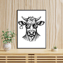 Load image into Gallery viewer, Funny Cow Sunglasses Poster, Humorous Farmhouse Wall Art
