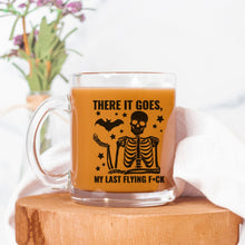 Load image into Gallery viewer, Funny Skeleton Glass Coffee Mug, Sarcastic Halloween Gift, 10oz
