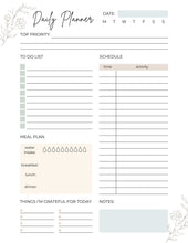 Load image into Gallery viewer, Printable Daily Planner, To-Do List, Meal Plan, Gratitude (PDF)

