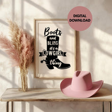 Load image into Gallery viewer, Cowgirl Boots &amp; Bling Print, Western Wall Art (Digital Download)
