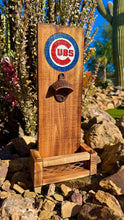 Load image into Gallery viewer, Chicago Cubs Wooden Bottle Opener, MLB Wall Decor, Baseball Fan Gift
