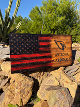 Load image into Gallery viewer, Arizona Cardinals Wooden Flag, Burnt Rustic NFL Decor

