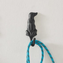 Load image into Gallery viewer, Cast Iron Dog Wall Hook | Rustic Dog Tail Coat Hook | Farmhouse Towel Hook | Animal Wall Hanger for Keys, Leashes &amp; Towels | Home Decor
